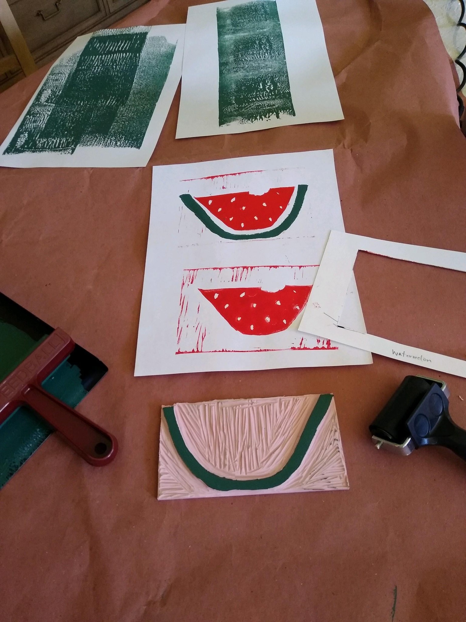 Two-Color Block Print (Watermelon) - image 1 - student project
