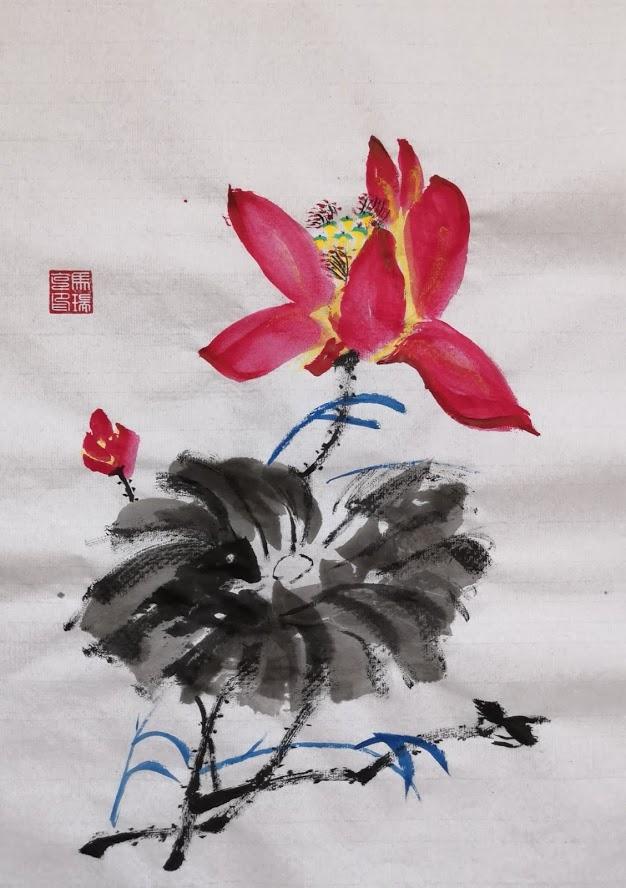 Chinese lotus flower painting - image 1 - student project