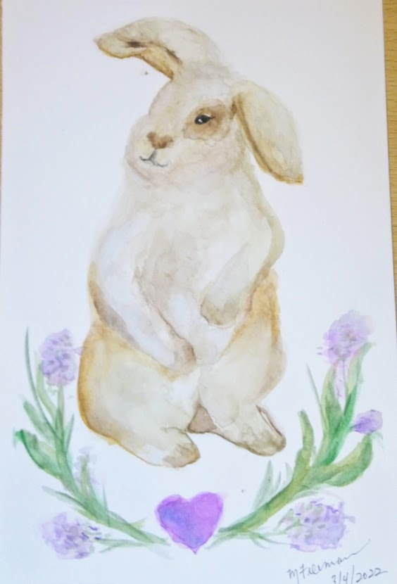3/4/22 Watercolor # 7 - Spring Bunny - image 1 - student project
