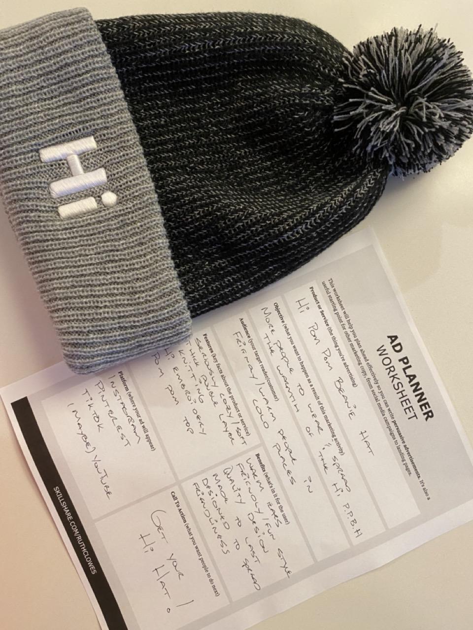 Hi Pom Pom Beanie Hat - image 1 - student project