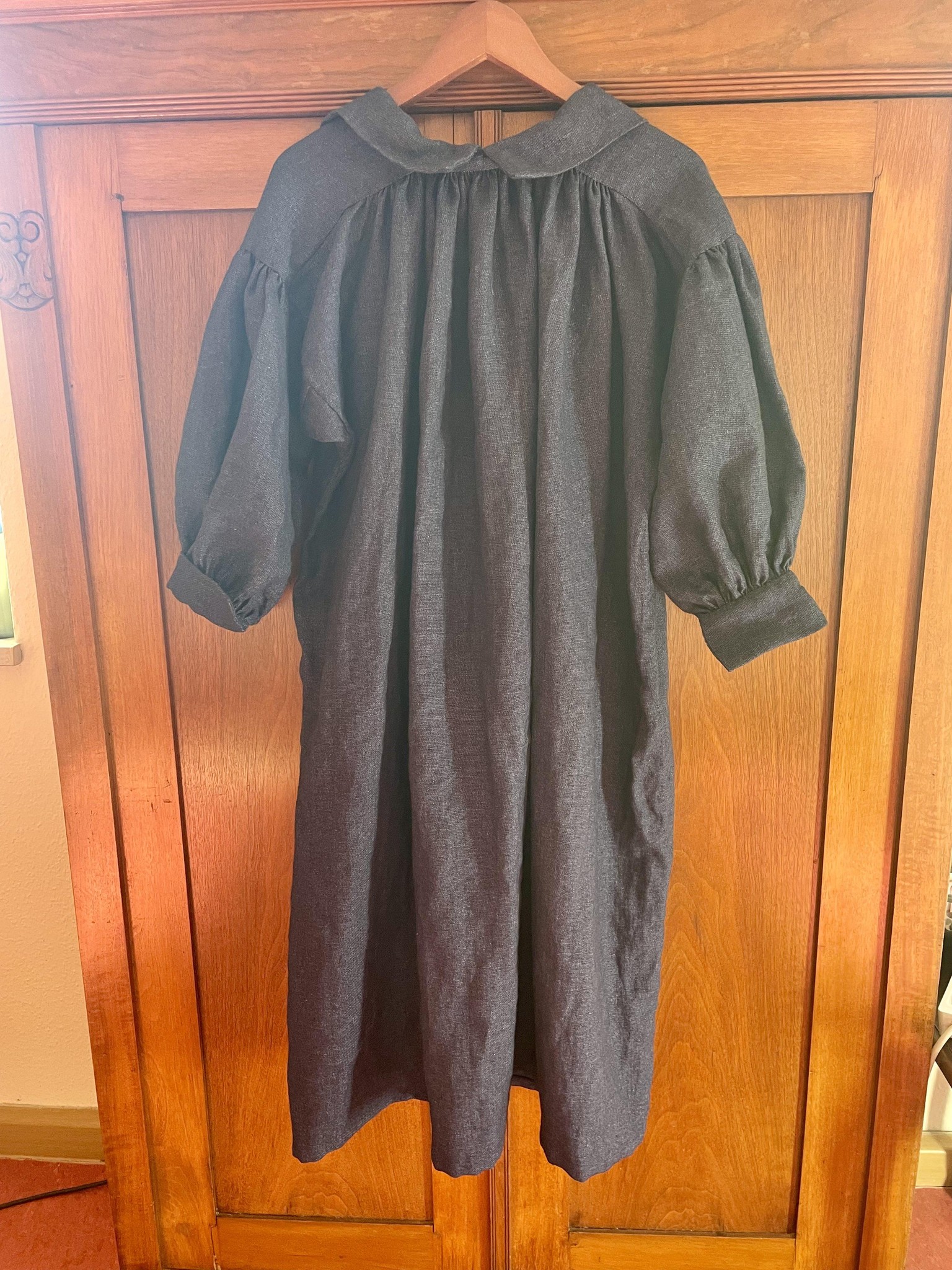 Smocked wool-linen shirt dress - image 4 - student project