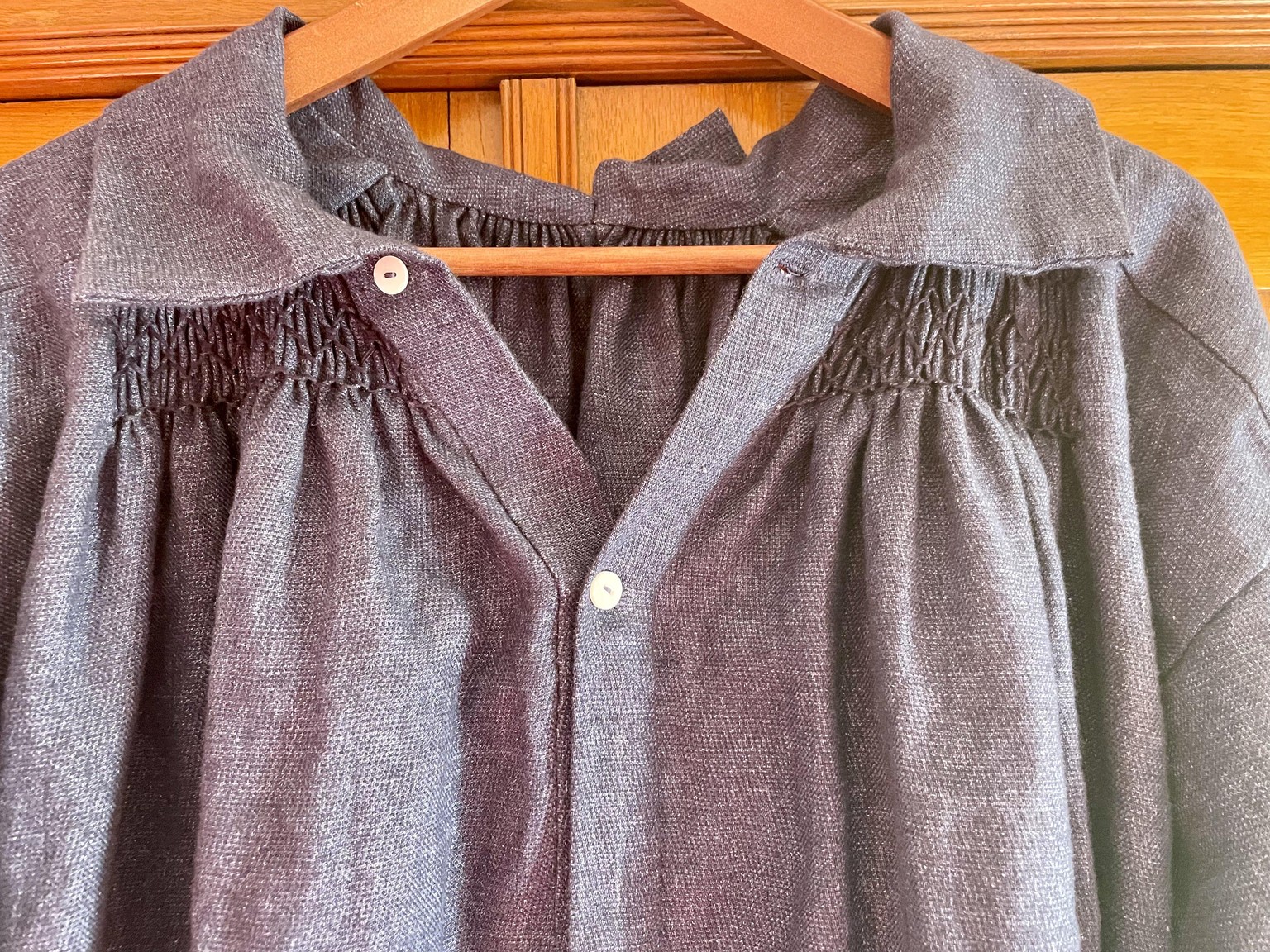 Smocked wool-linen shirt dress - image 1 - student project