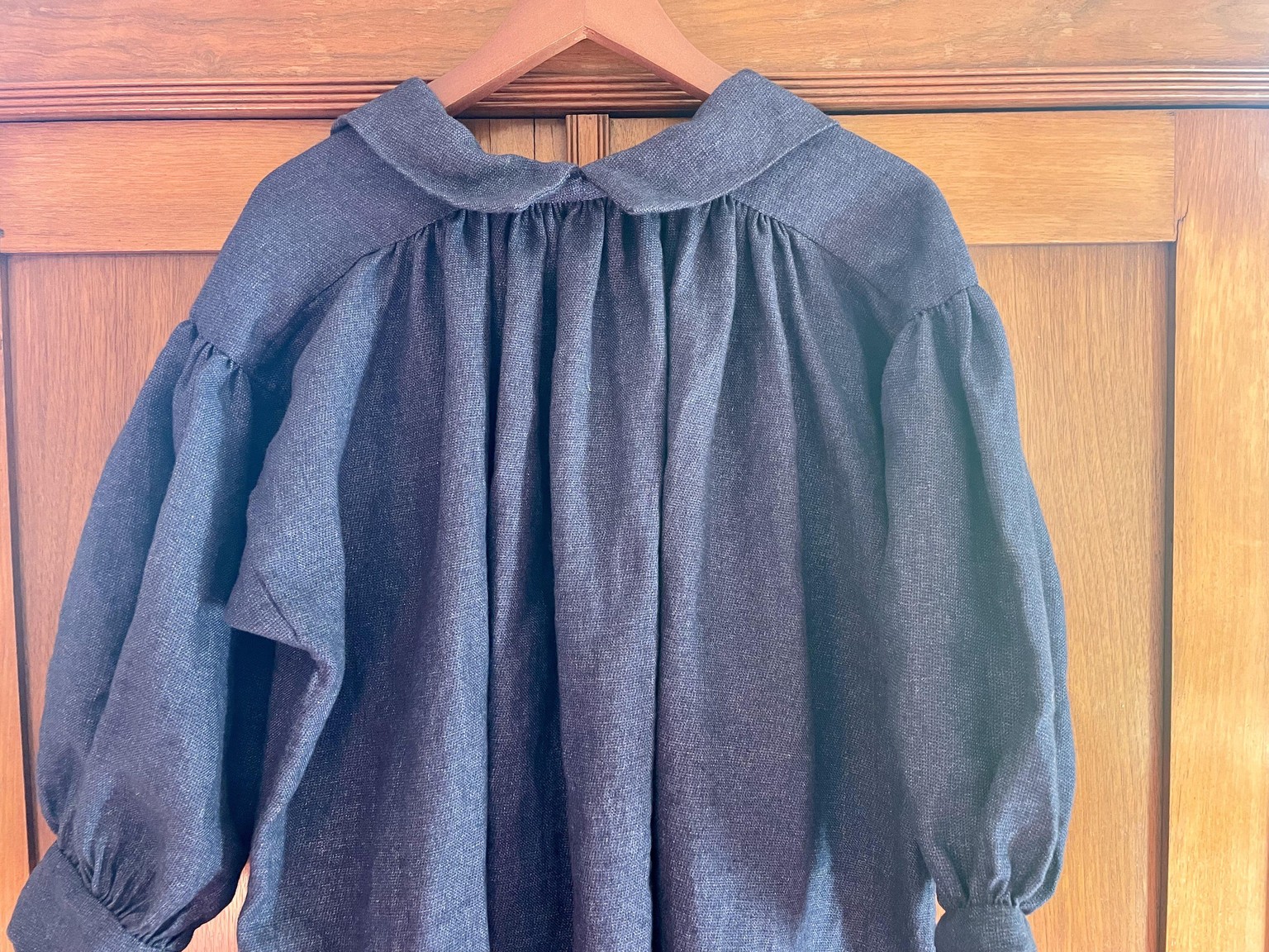 Smocked wool-linen shirt dress - image 3 - student project