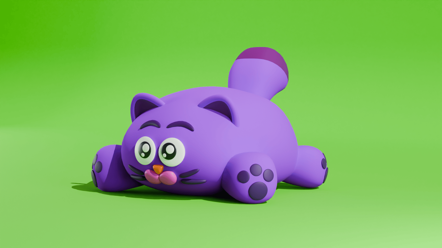 Purple Kitty on Green Background - image 1 - student project