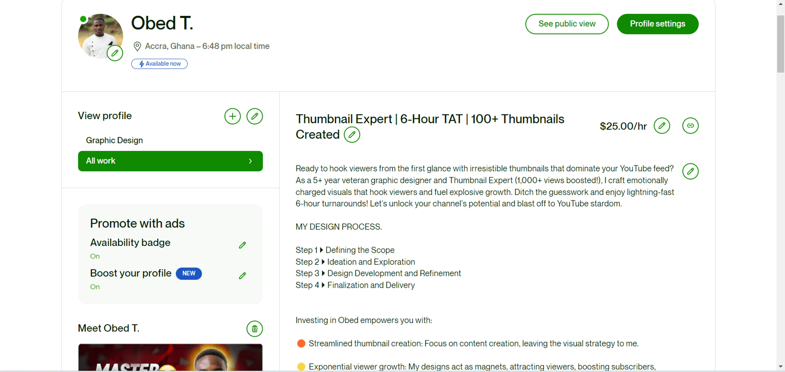 My profile on upwork - image 1 - student project