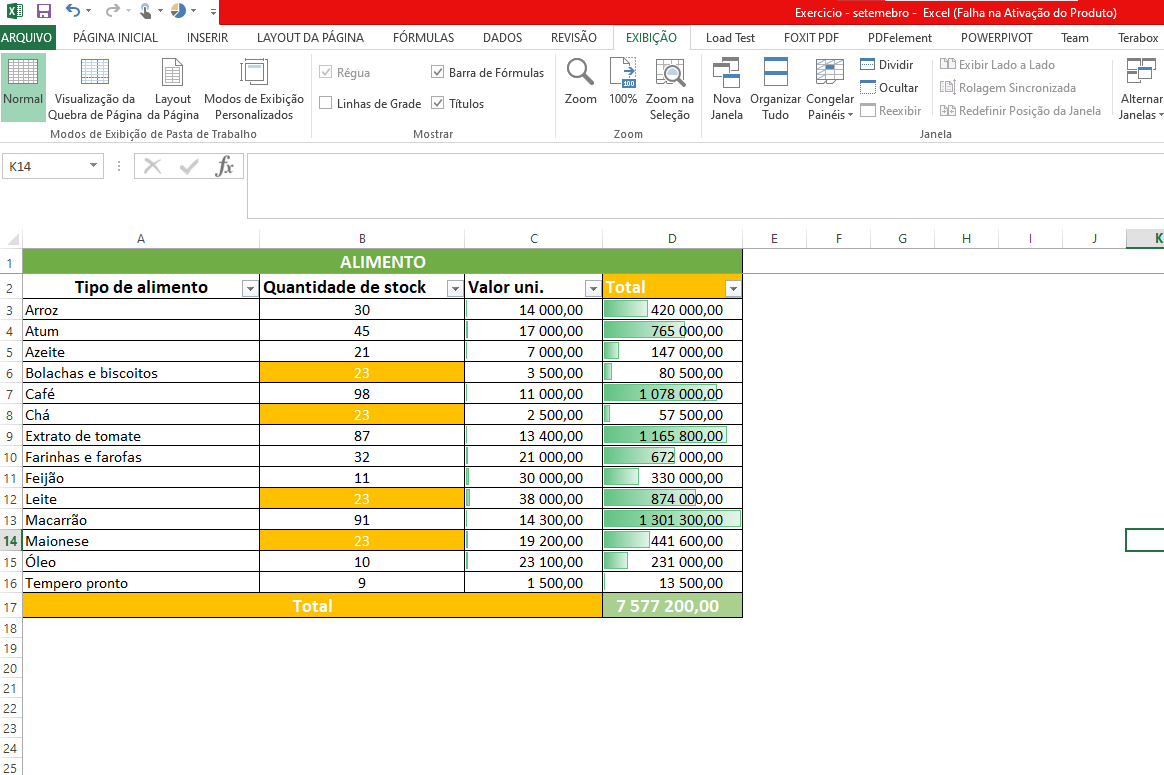 Exercicío - Excel - image 1 - student project
