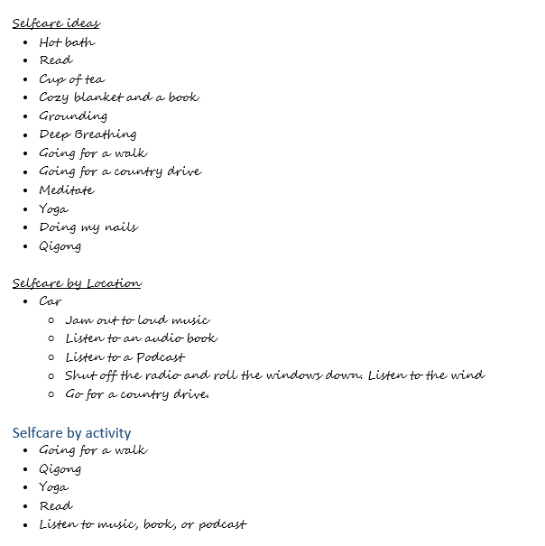 Selfcare ideas - image 1 - student project