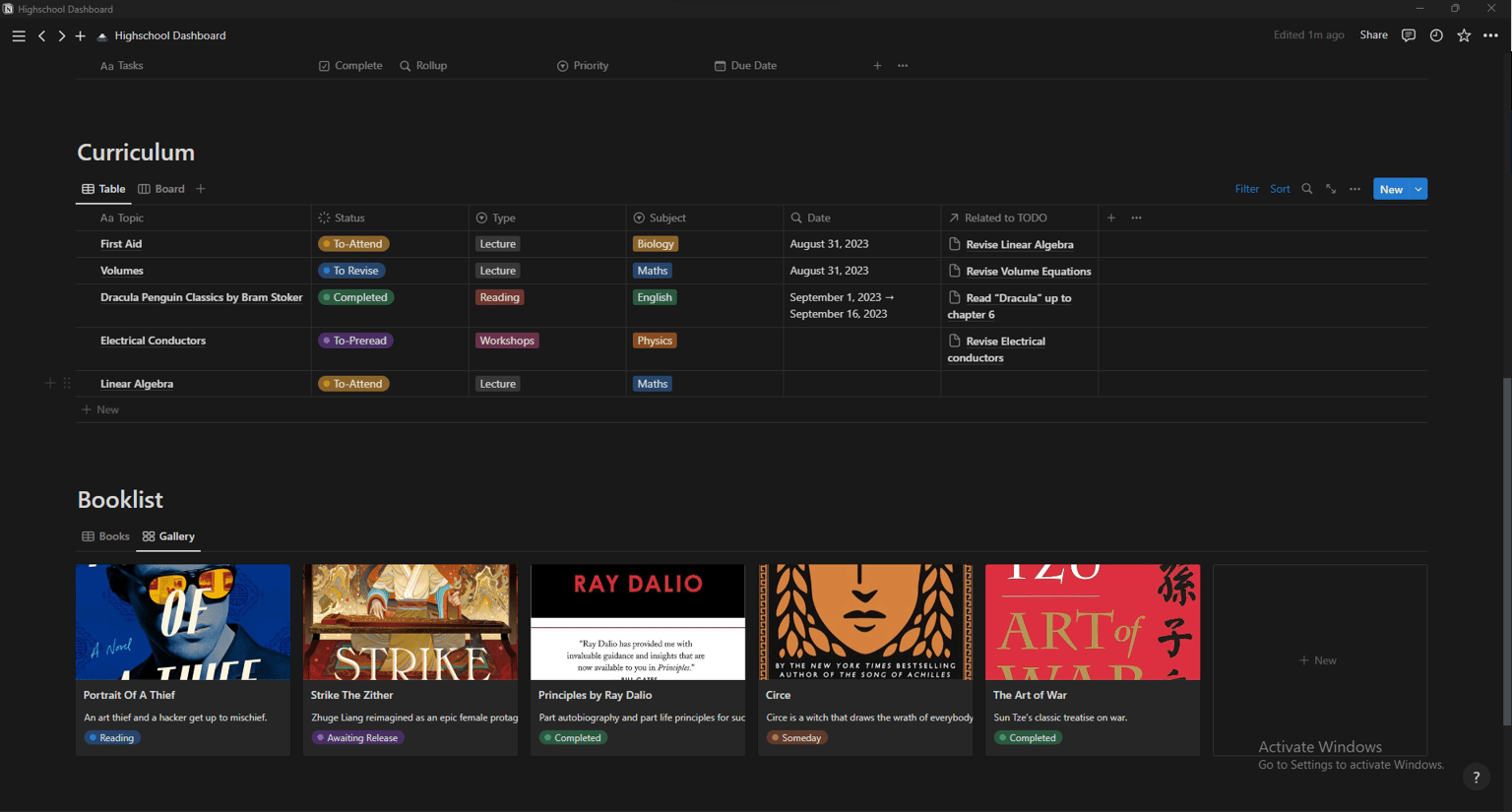 My high school dashboard - image 2 - student project