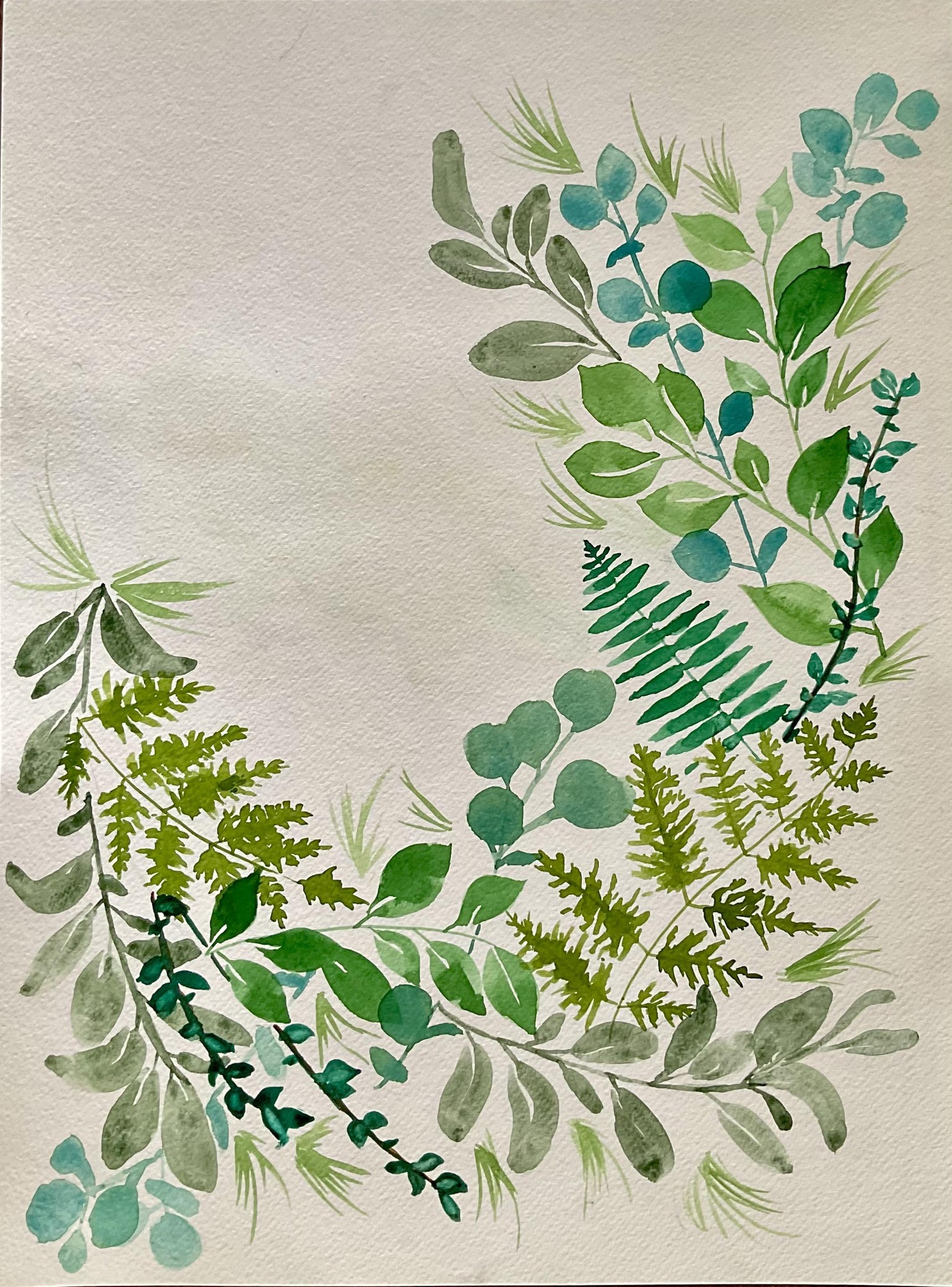 Water colour bouquet leaves - image 1 - student project