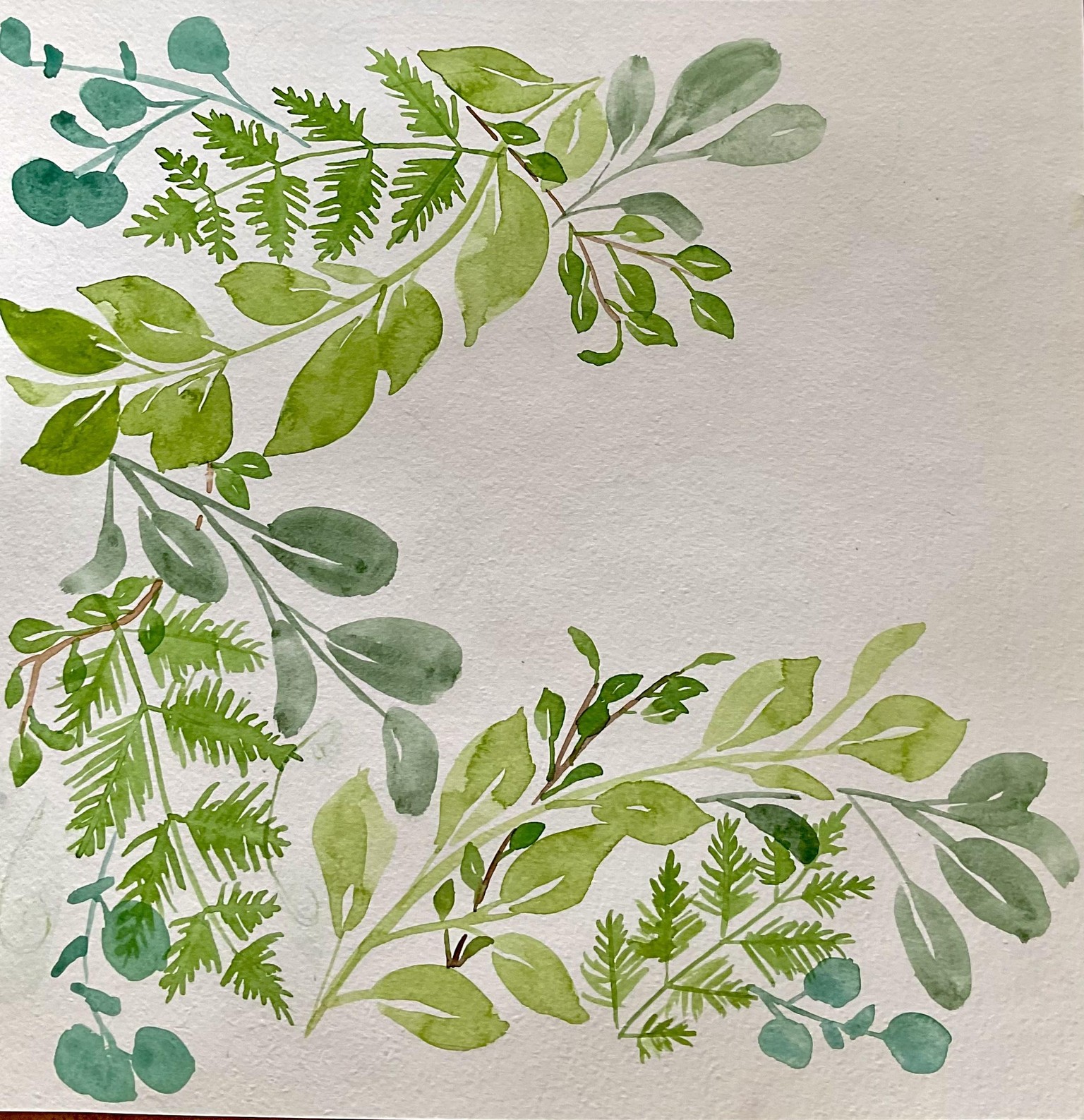 Water colour bouquet leaves - image 2 - student project