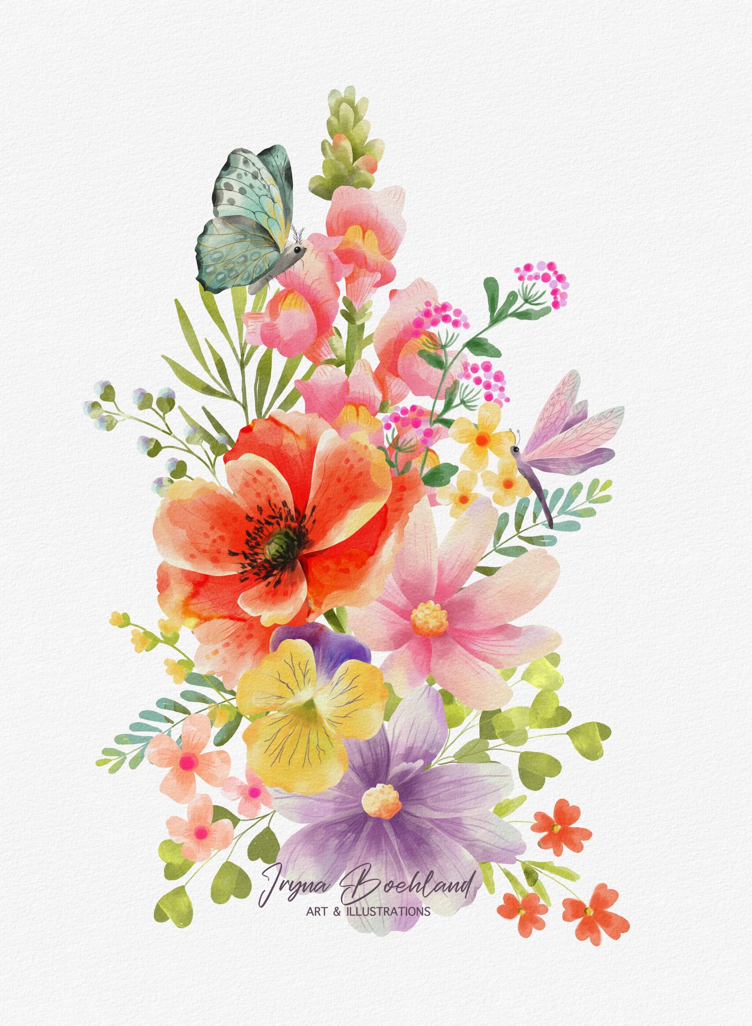 Procreate watercolor flowers and compositions - image 3 - student project