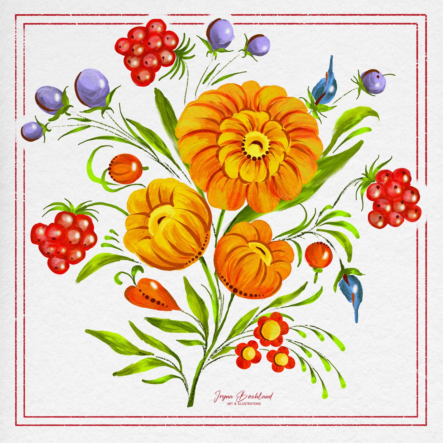 Petrykivka style folk Art in Procreate - image 1 - student project