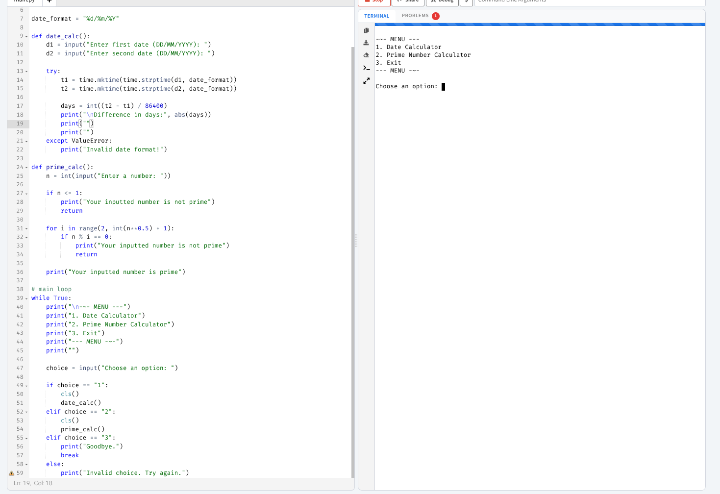 Date Difference + Prime Number Calculator Project - image 1 - student project