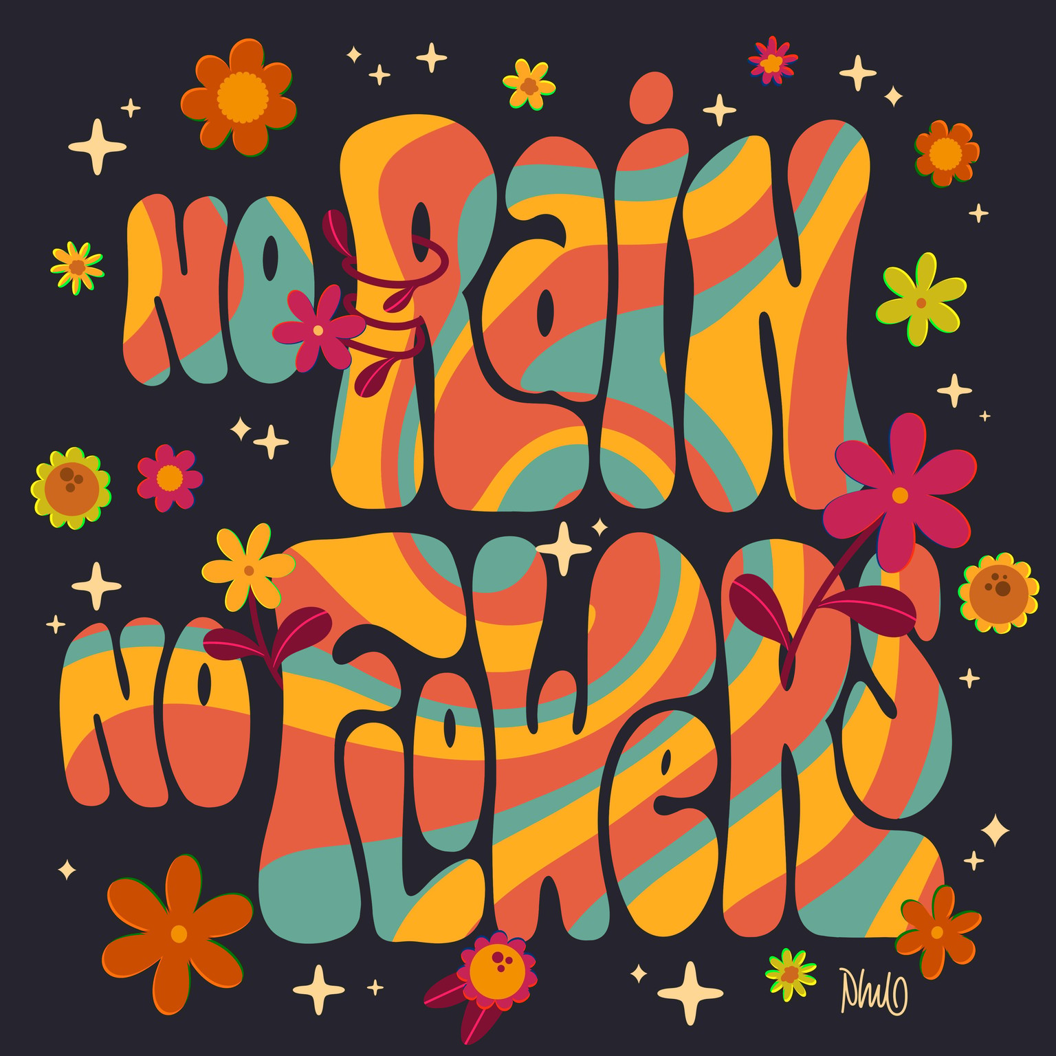 Retro lettering - sunshine, flowers, and roller skates! - image 3 - student project