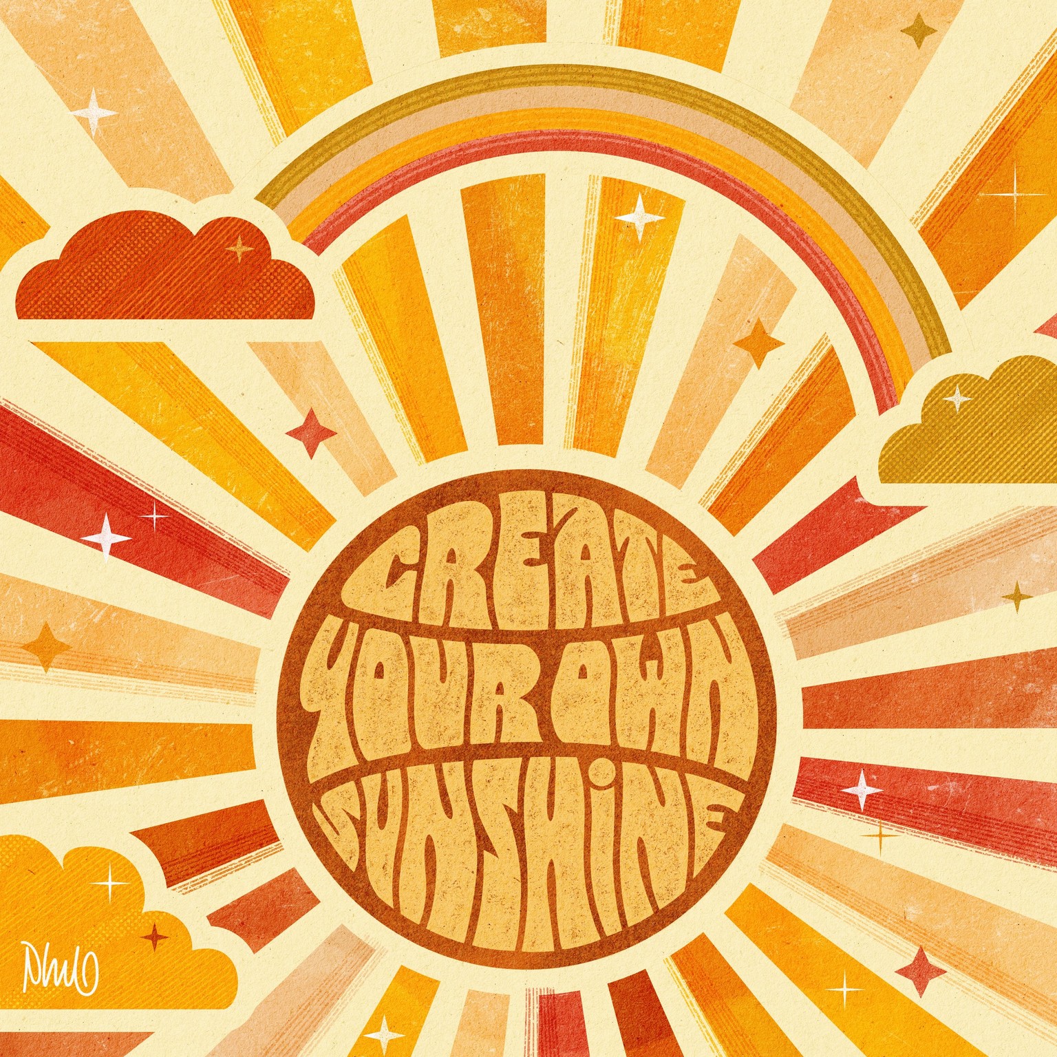 Retro lettering - sunshine, flowers, and roller skates! - image 2 - student project