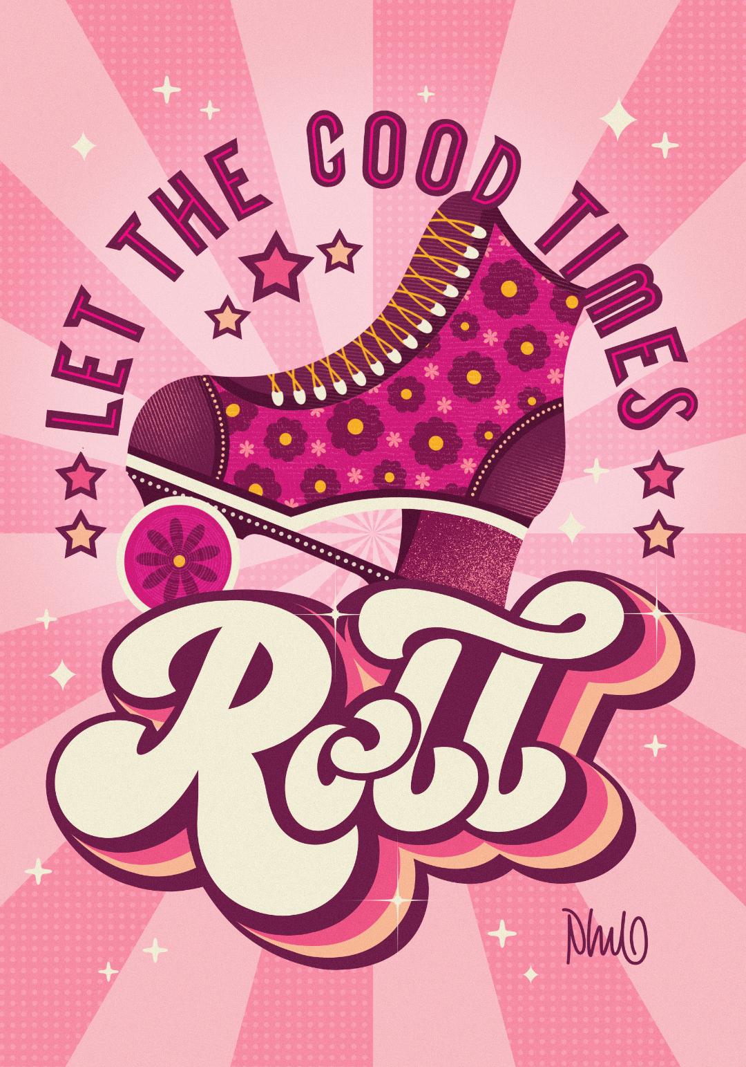 Retro lettering - sunshine, flowers, and roller skates! - image 5 - student project
