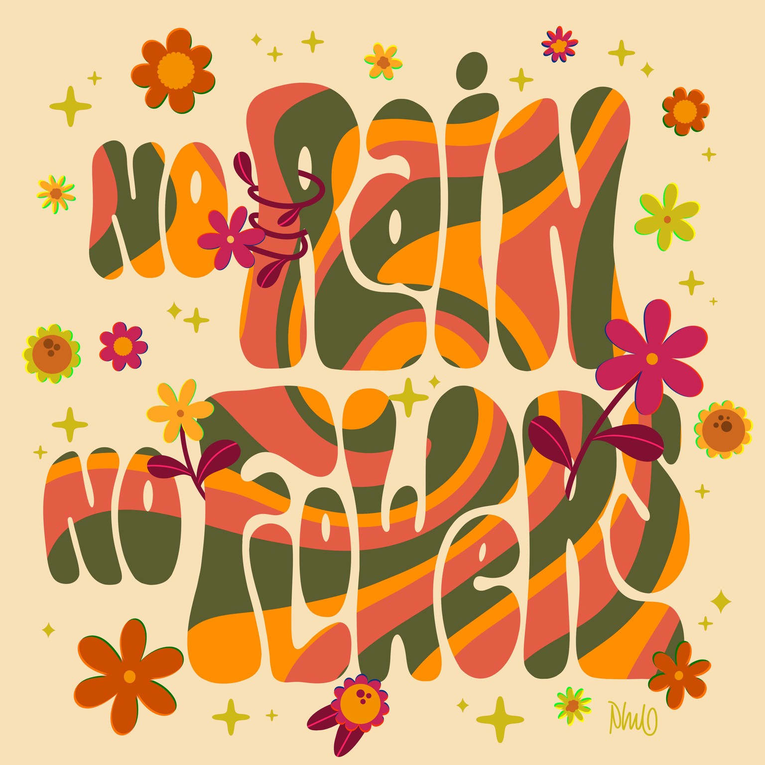 Retro lettering - sunshine, flowers, and roller skates! - image 4 - student project