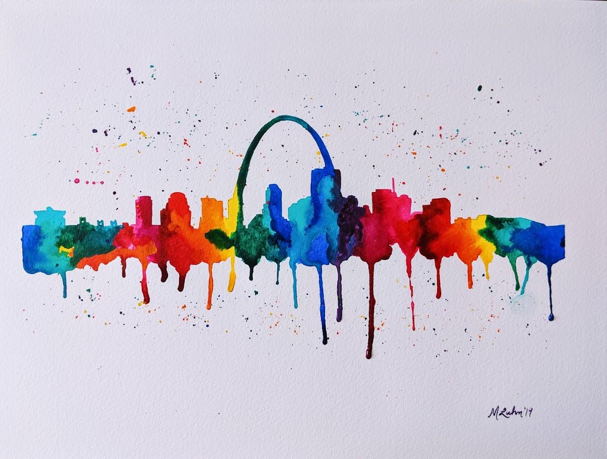 7-4-19: Watercolor Skyline - image 1 - student project
