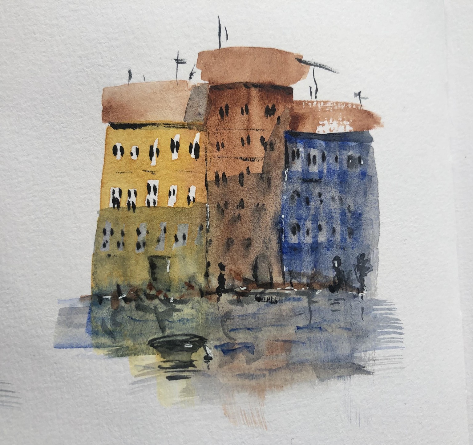Gebäude an einem Kanal #Watercolour - image 1 - student project