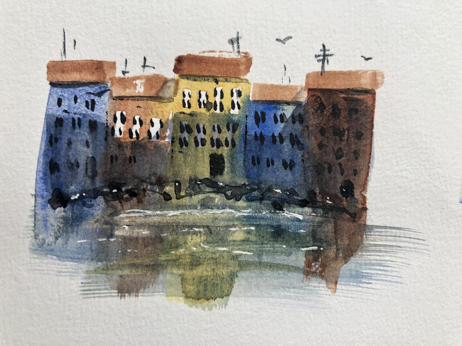 Gebäude an einem Kanal #Watercolour - image 2 - student project