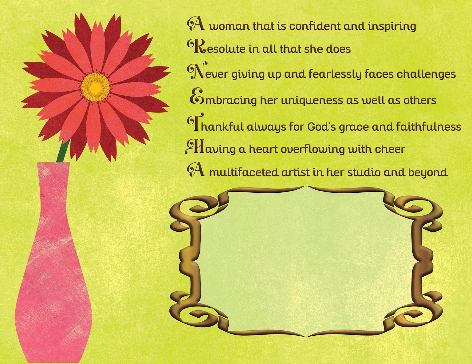 Flower in Vase with Name Acrostic - image 1 - student project
