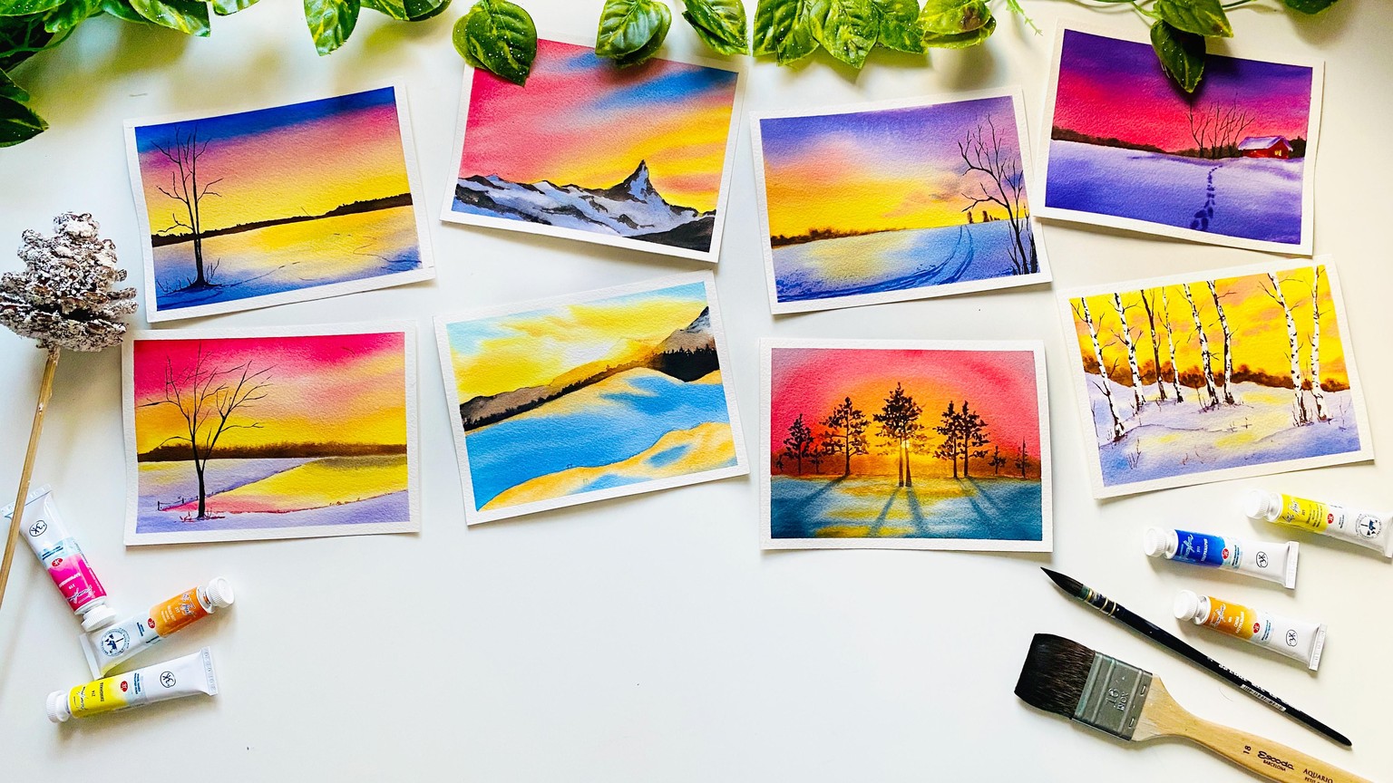 Easy Winter Sunset Paintings - image 1 - student project