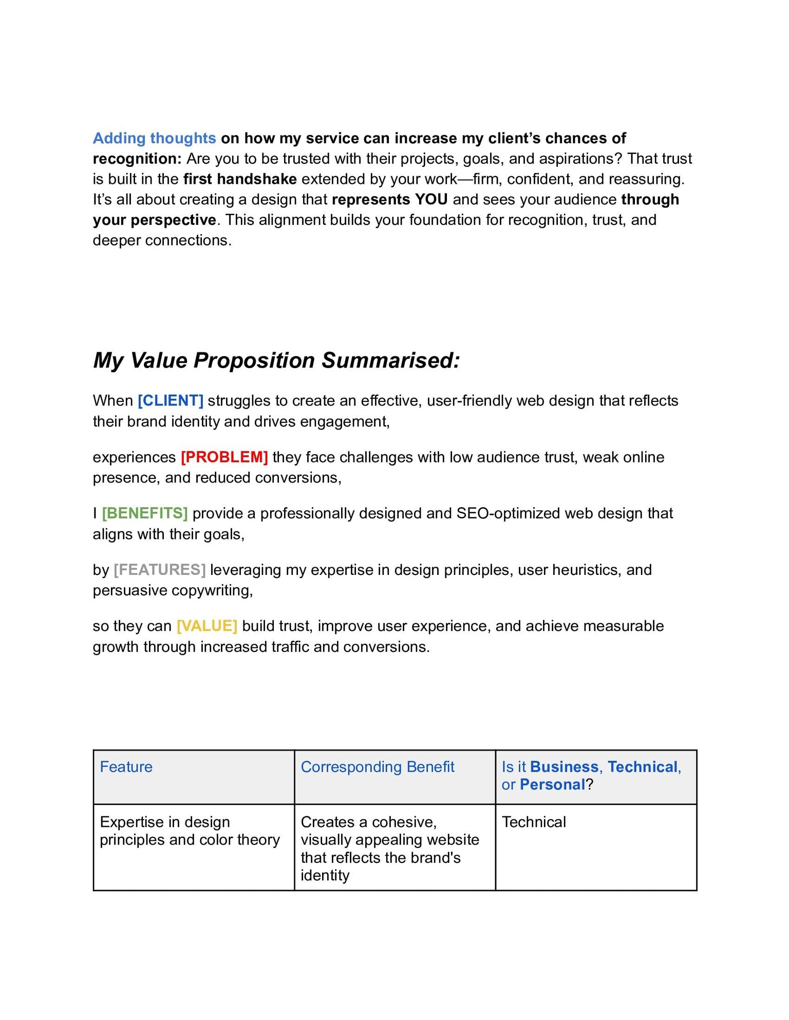 Value Proposition: My Web Design Services (Customer Perspective) - image 4 - student project