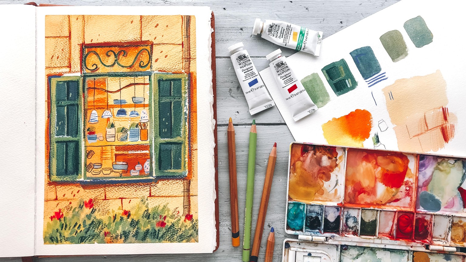 Draw with Me: Expressive Sketching with Gouache & Colored Pencils - Sample Proje - image 2 - student project