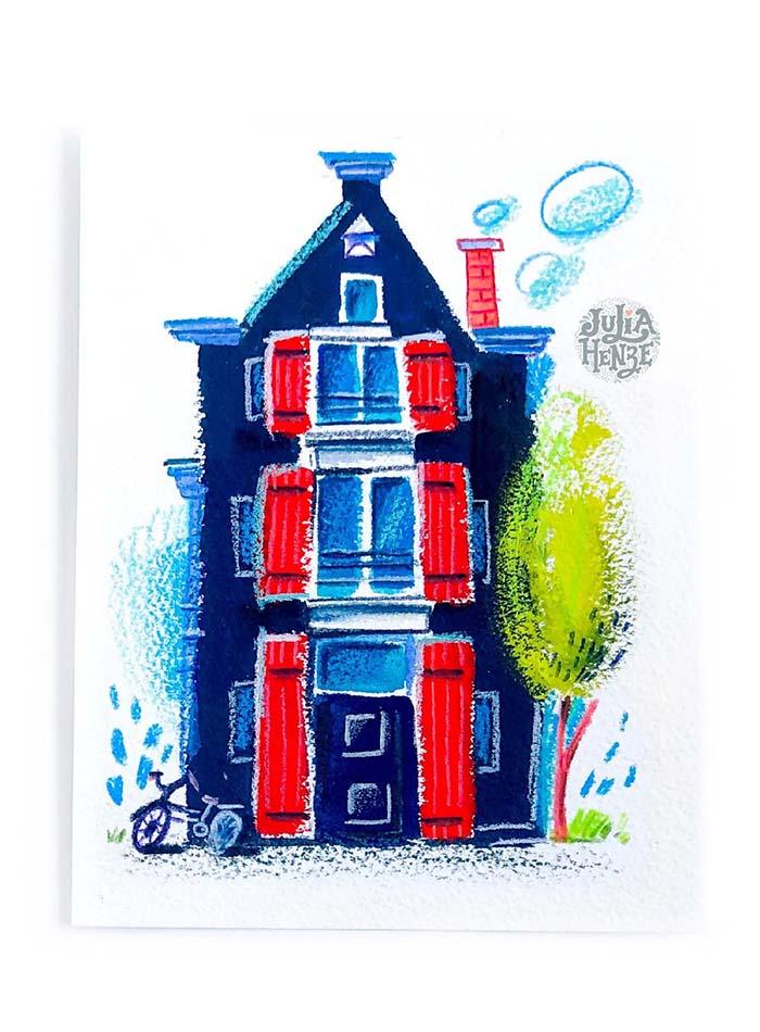 Example Project - Working with Gouache & Colored Pencils: Let's Draw Some Homes! - image 2 - student project