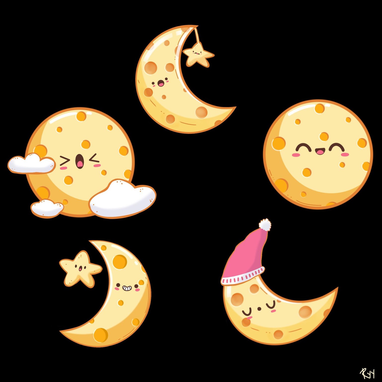 Cute Moon Stickers - image 1 - student project