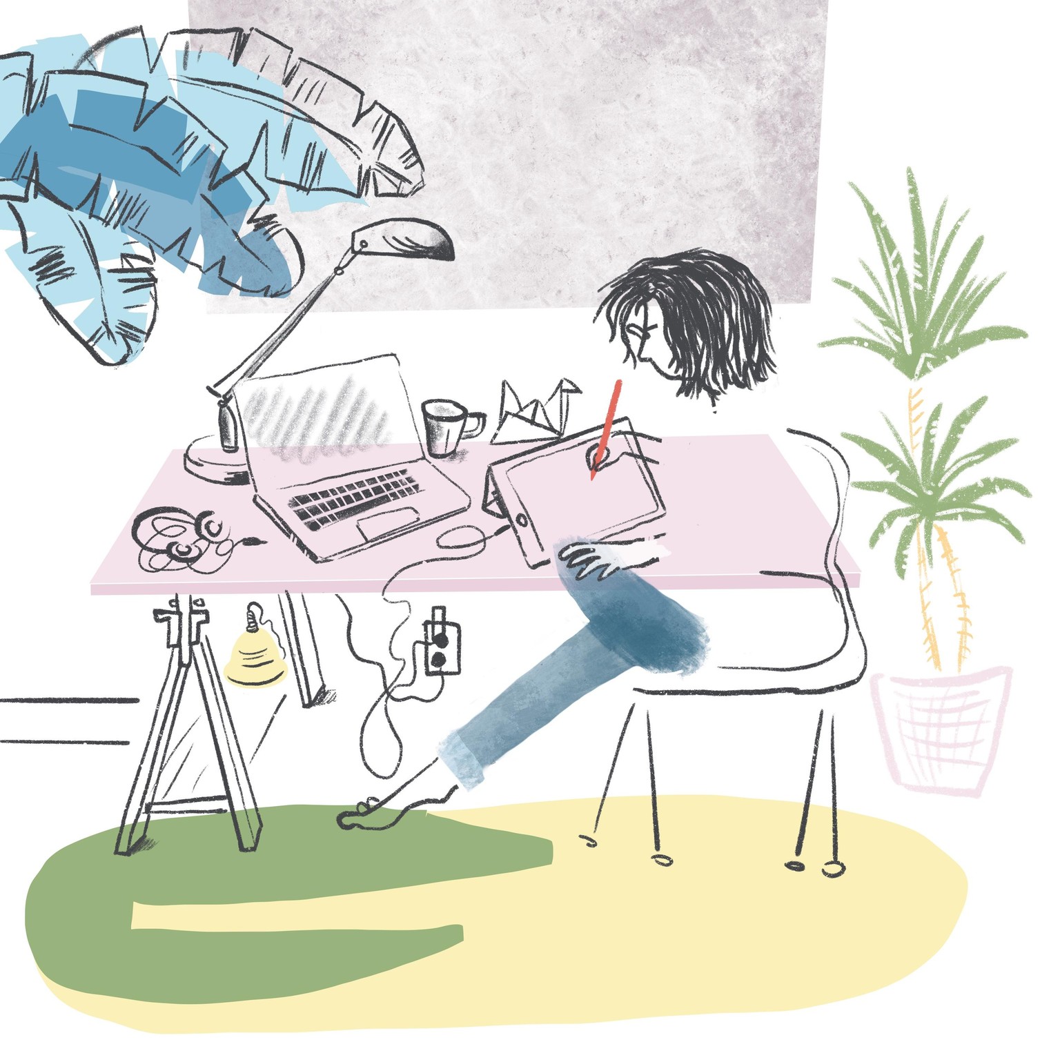 Illustrator with origami swans - image 6 - student project
