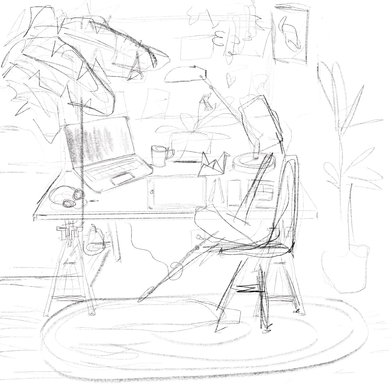 Illustrator with origami swans - image 4 - student project
