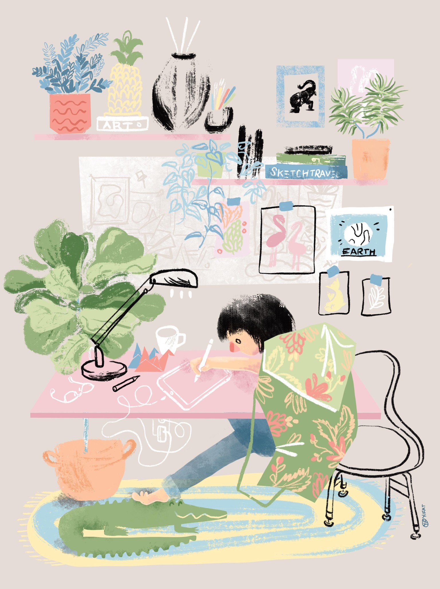 Illustrator with origami swans - image 7 - student project