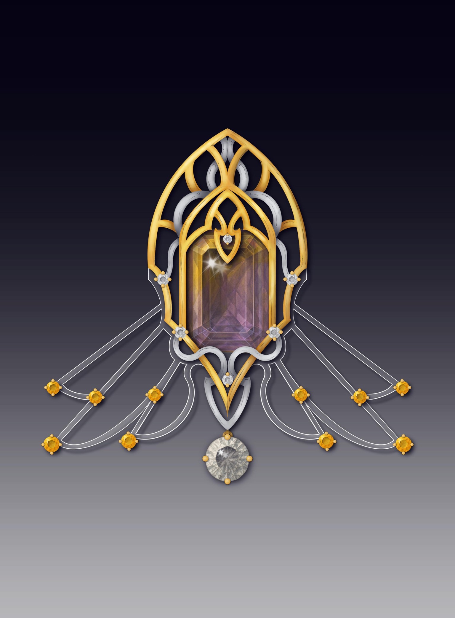 Ametrine brooch - image 1 - student project