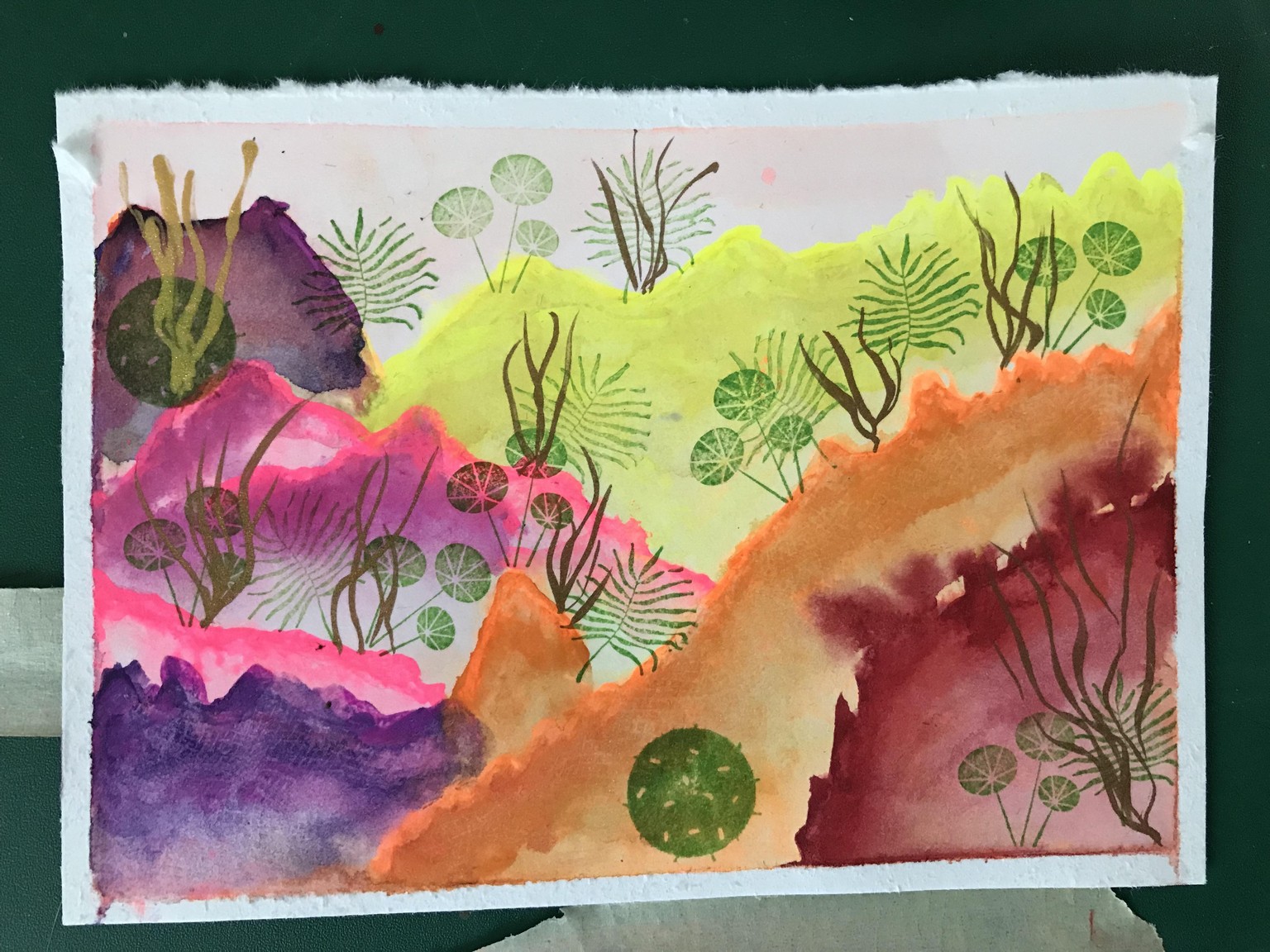 Neon Watercolor Landscape Postcard - image 1 - student project