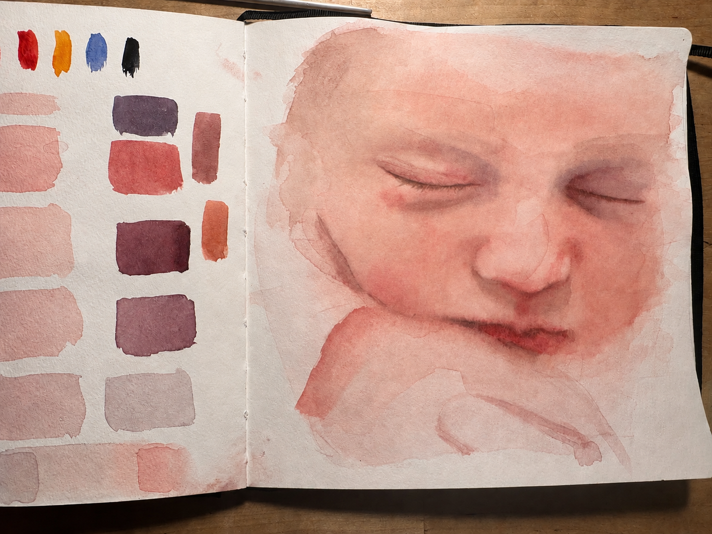Baby Skin Watercolour Study - image 1 - student project
