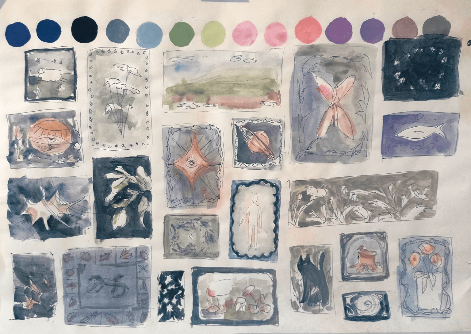 My Sketches, color palette & final painting demonstrated in class - image 3 - student project
