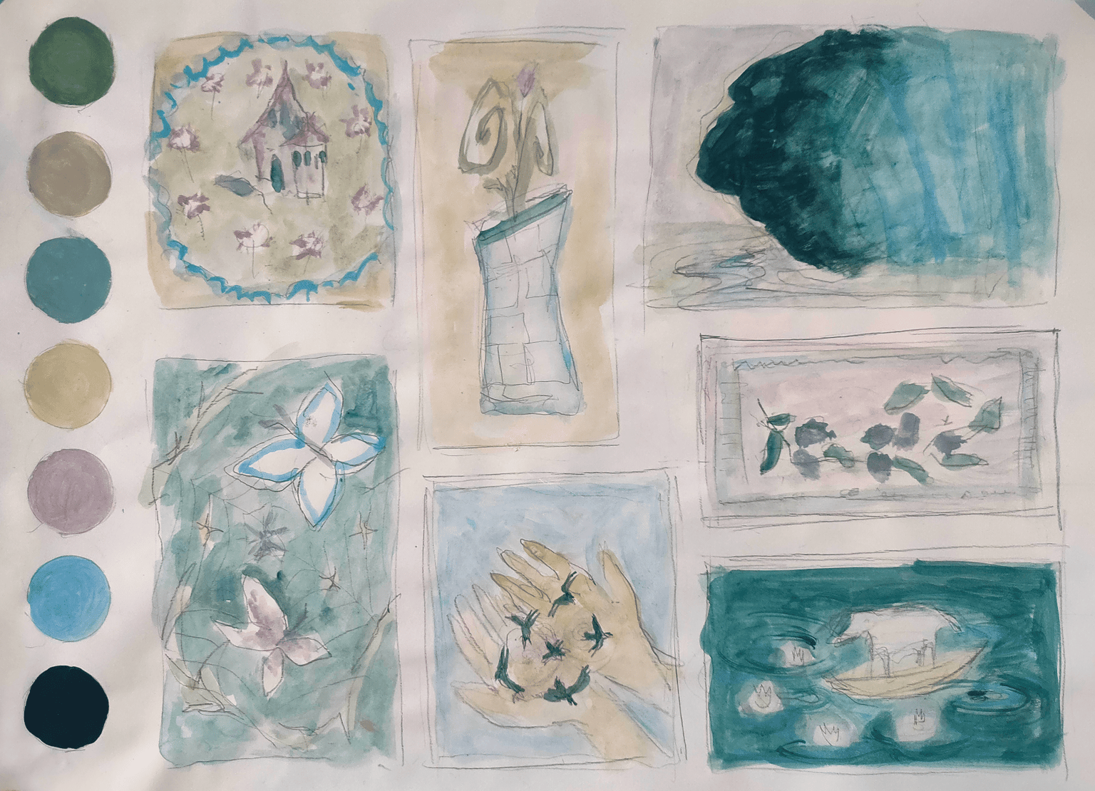 My Sketches, color palette & final painting demonstrated in class - image 1 - student project