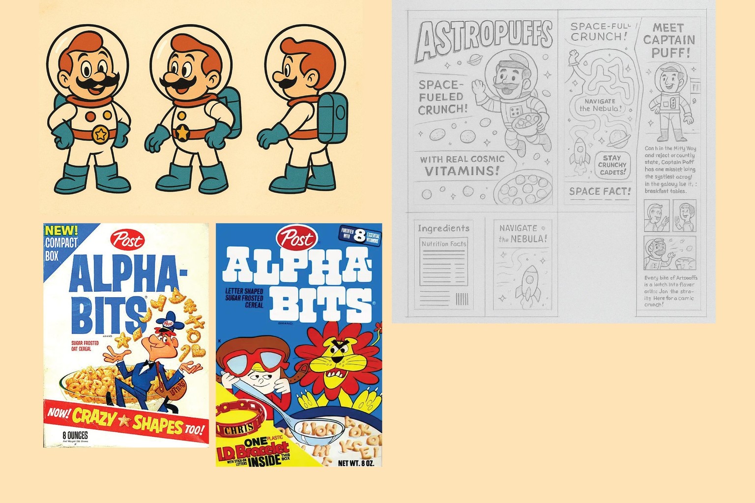 Astropuffs: Retro Cereal Box Design *Thanks teacher* - image 1 - student project