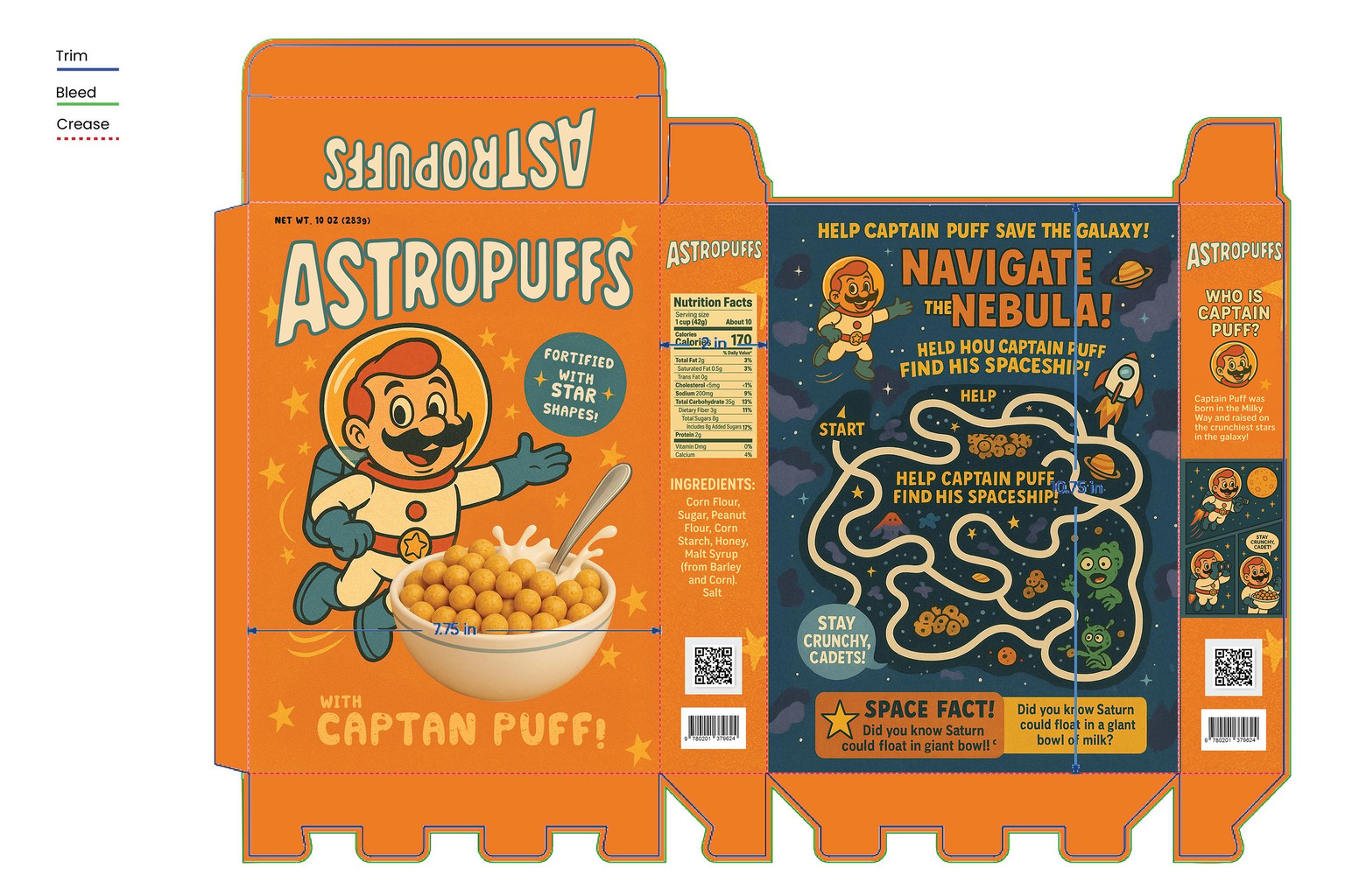 Astropuffs: Retro Cereal Box Design *Thanks teacher* - image 2 - student project
