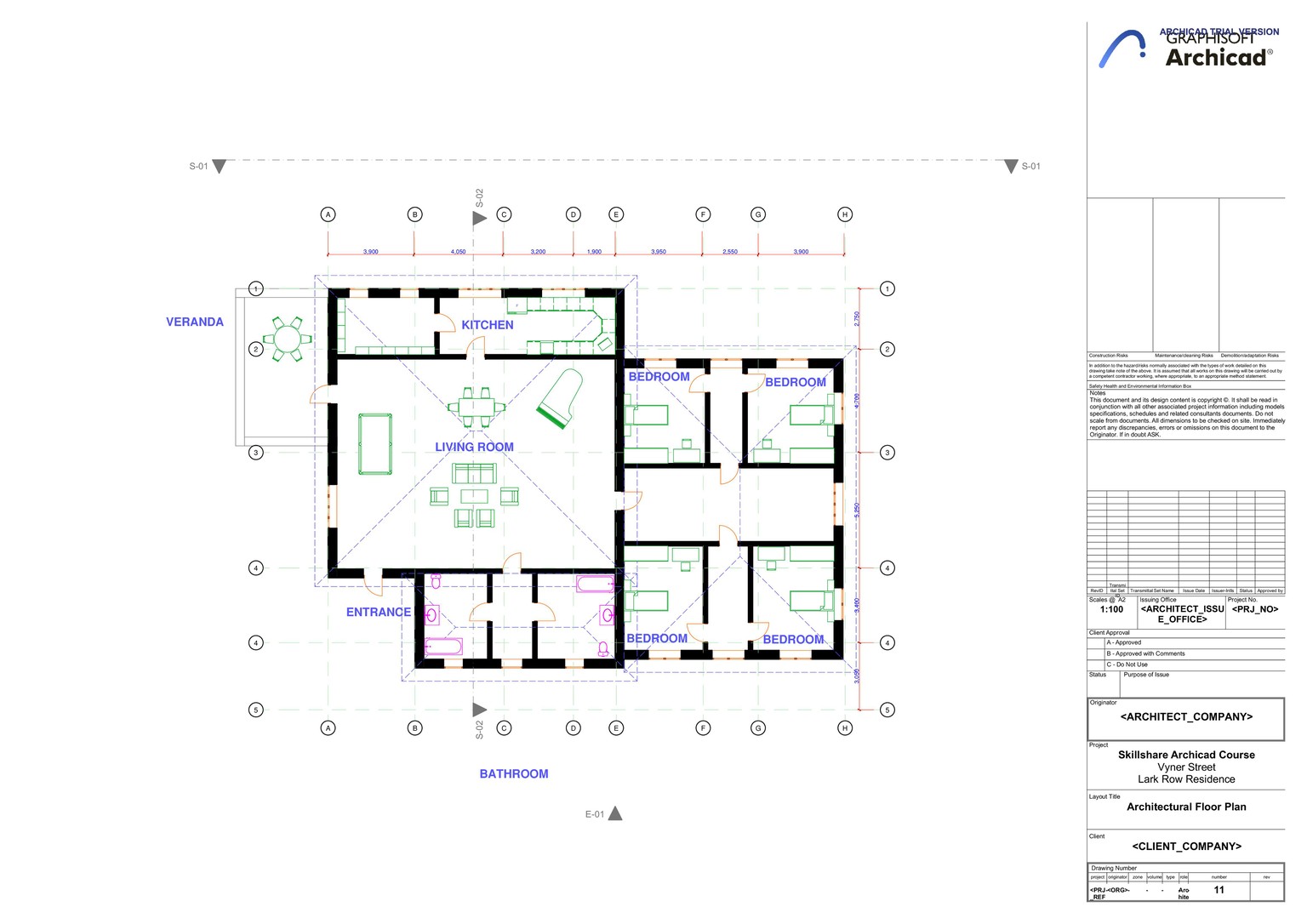 3 Bedroom House Archi - Cad Project - image 1 - student project