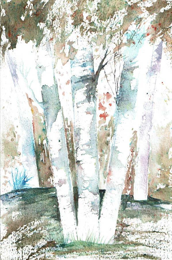 PALETTE KNIFE BIRCH TREES + BRUSHO! - image 2 - student project
