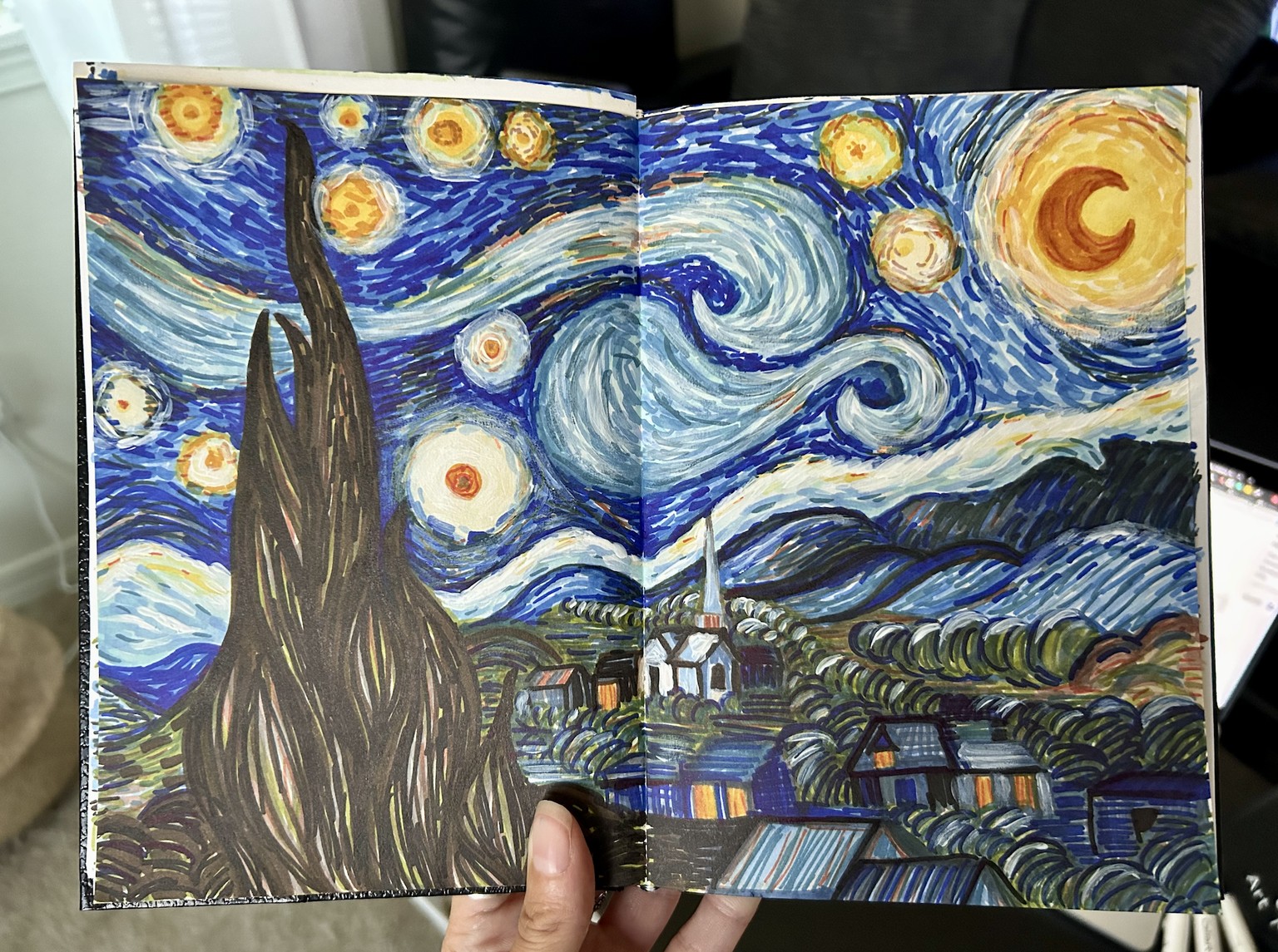 Van Gogh's STARRY NIGHT with Markers! - image 1 - student project
