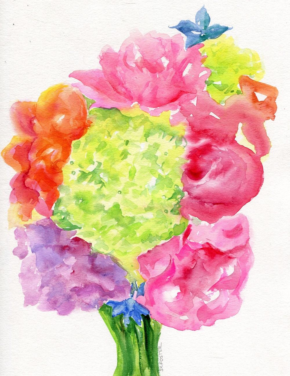 New flower painting on watercolor card - image 2 - student project