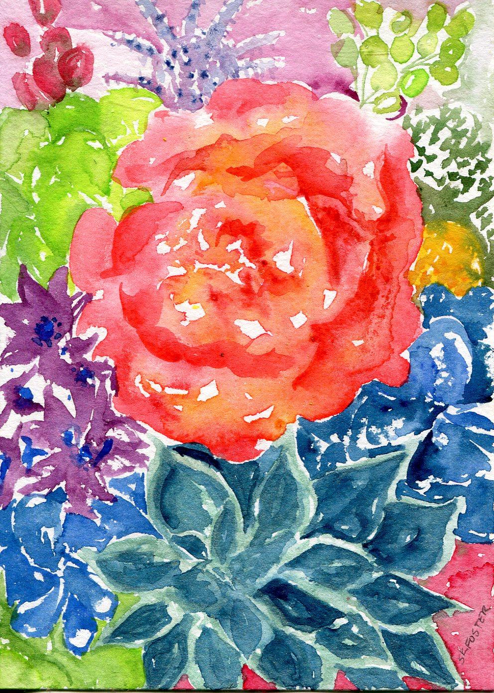New flower painting on watercolor card - image 3 - student project