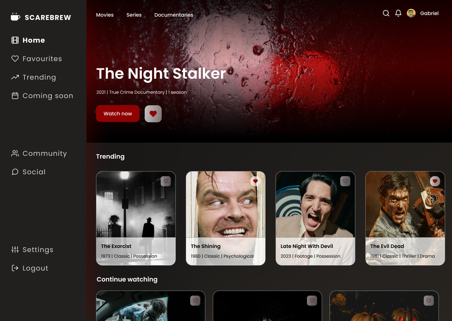 Scarebrew - Horror Movies App - image 1 - student project