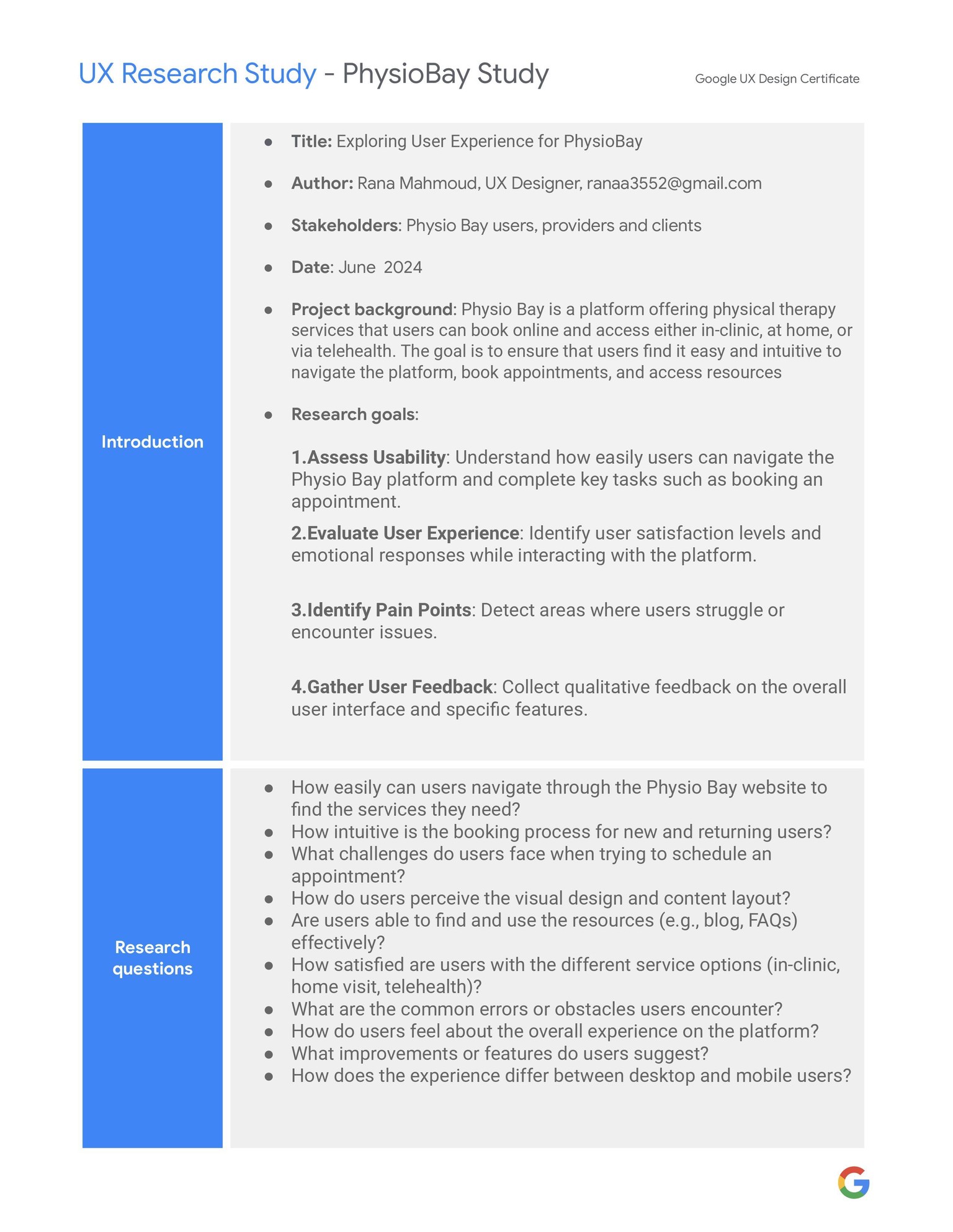 PHYSIOBAY USER RESEARCH - image 2 - student project