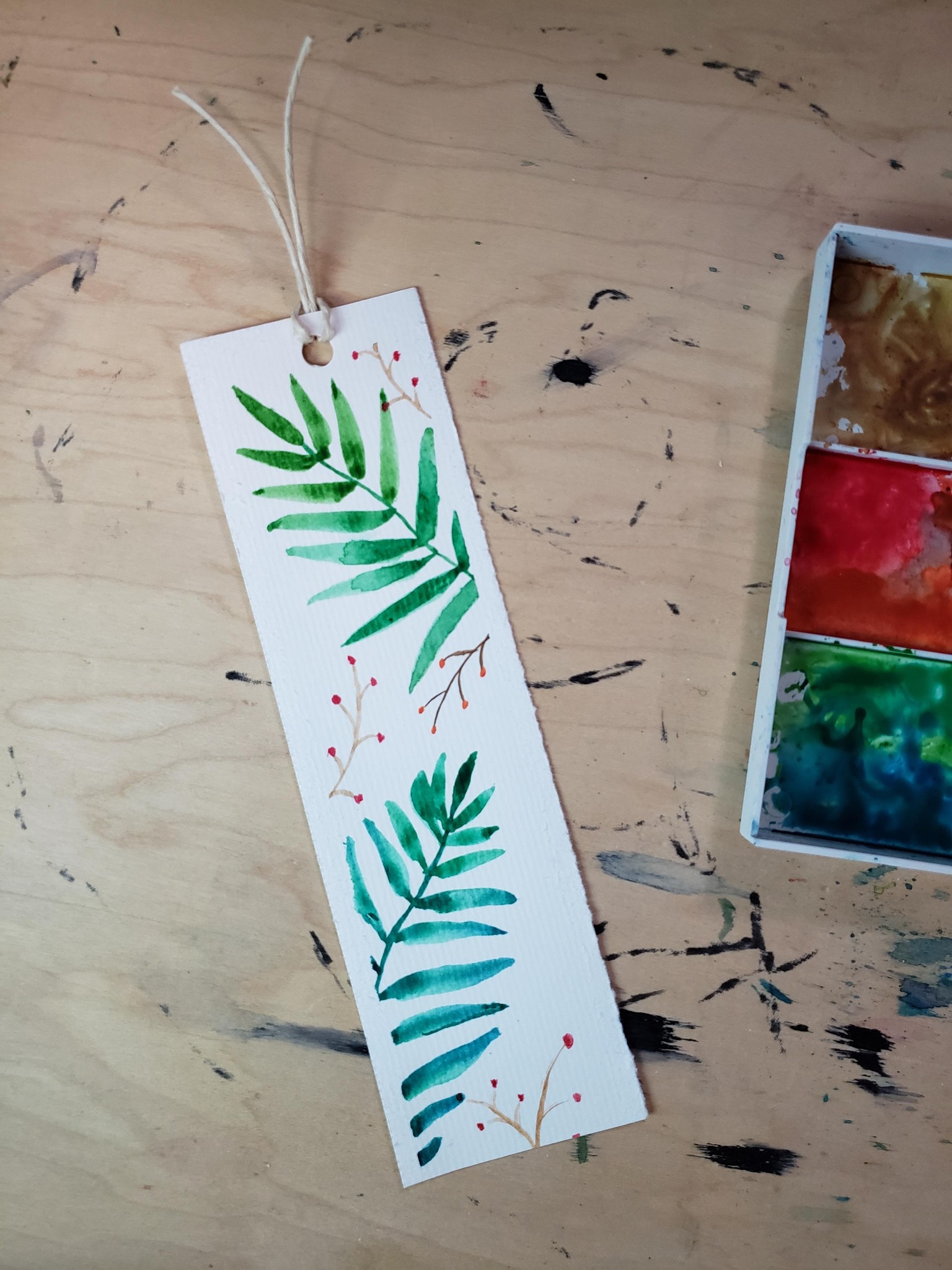 Leafy Watercolour Bookmark - image 1 - student project