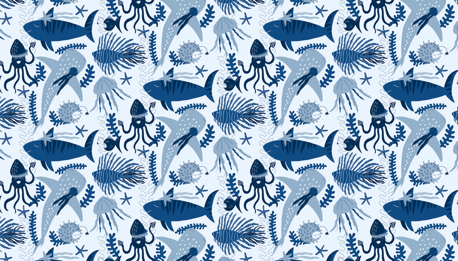 Layered Half Drop Repeat Pattern - Under The Sea - image 1 - student project