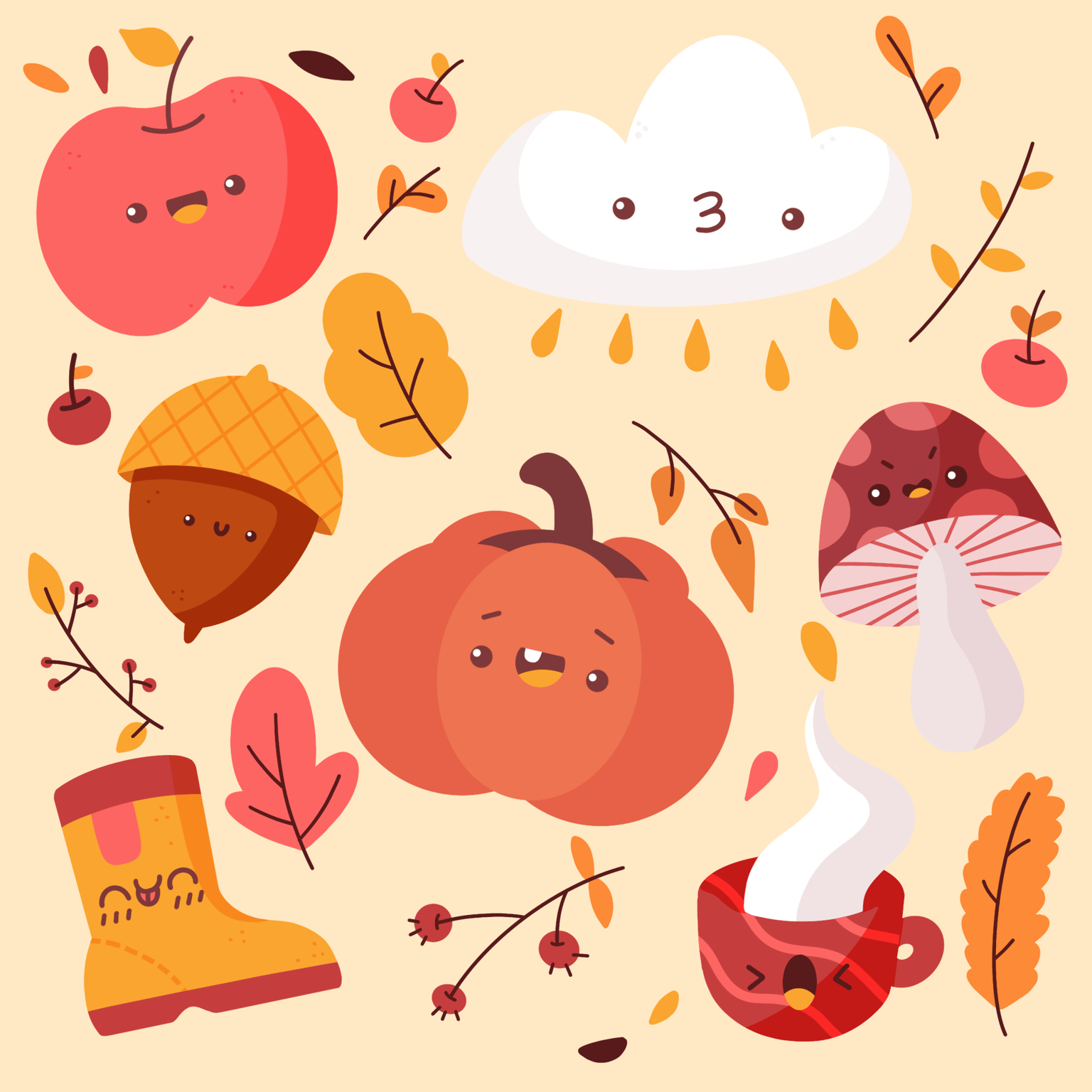 Kawaii Autumn Illustration - image 1 - student project